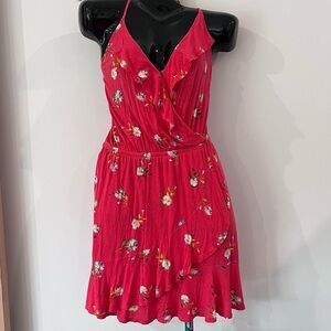Casual Express Red summer dress with white flowers